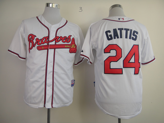 Men Atlanta Braves #24 Gattis White MLB Jerseys
